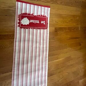 Valentines Red and cream Striped Table Runner -